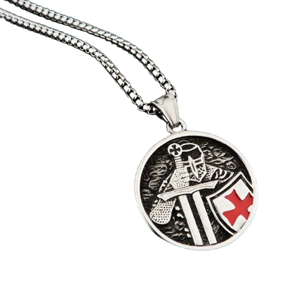 Vintage Knight Pendant Necklace Titanium Steel Amulet Jewelry Neck Jewelry Punk Chain Necklace Suitable for Men Present