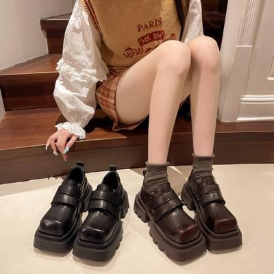 Thick Soled Square Toe Loafers Women Singles Spring , With A New British Style And Slimming Effect. Jk Small Leather Shoes