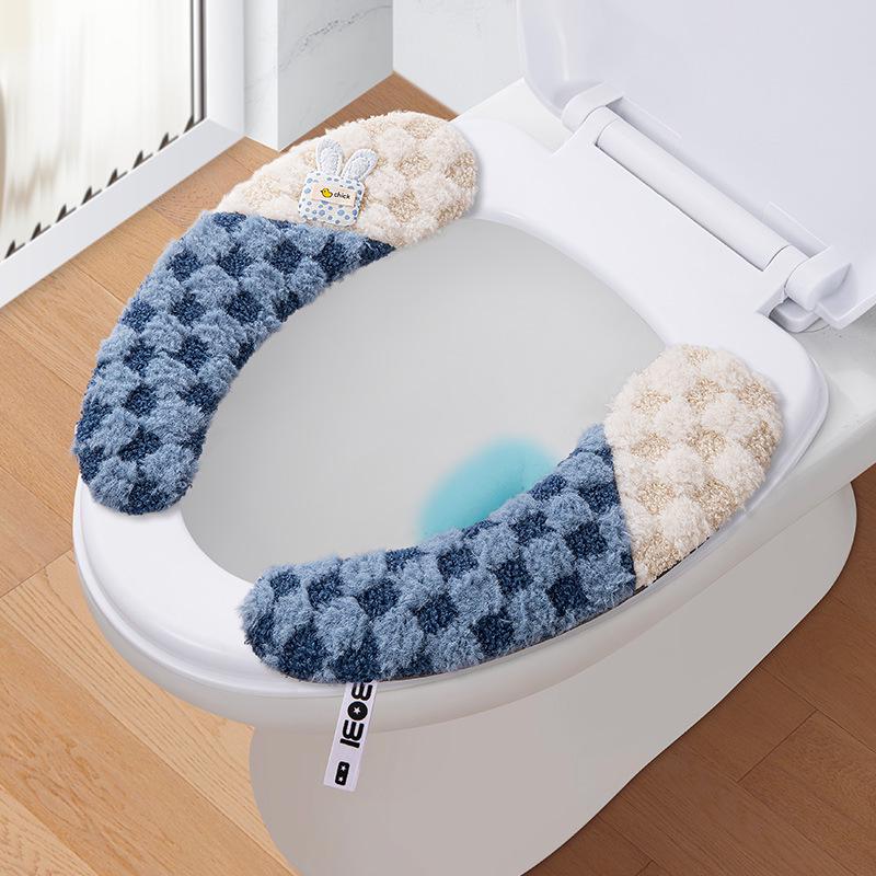 Thickened Flocked Warm Universal Washable Toilet Seat Cushion
