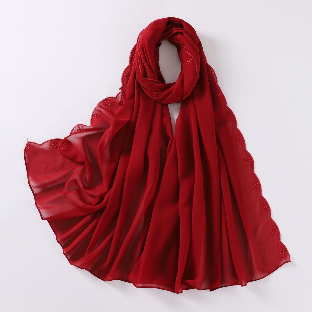 Women S Embroidered Pearl Chiffon Scarf For African Ethnic Style