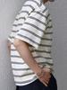 Ships Men's Retro Color Striped Sportswear T-Shirt, Custom Order, White, Size L (712100009)