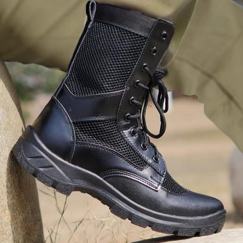 Summer New Zipper Tooling Boots Mesh Breathable Security Shoes Outdoor High-top Hiking Shoes Duty Hiking Martin Boots