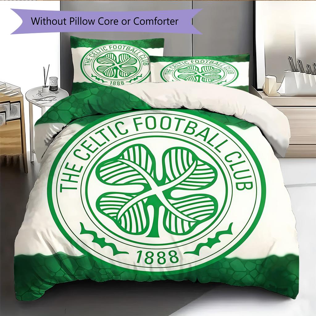 Ensemble de couette Celtic Football Club Housse de couette Taie d'oreiller Décoration de maison Cadeau d'anniversaire (1 housse de couette + 2 taies d'oreiller, sans garniture.)