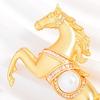 Golden Horse Brooch Faux Pearl Horse Lapel Pin Chinese Zodiac Animal Brooch Pin with Rhinestones for Sweaters Hats Bags Coats