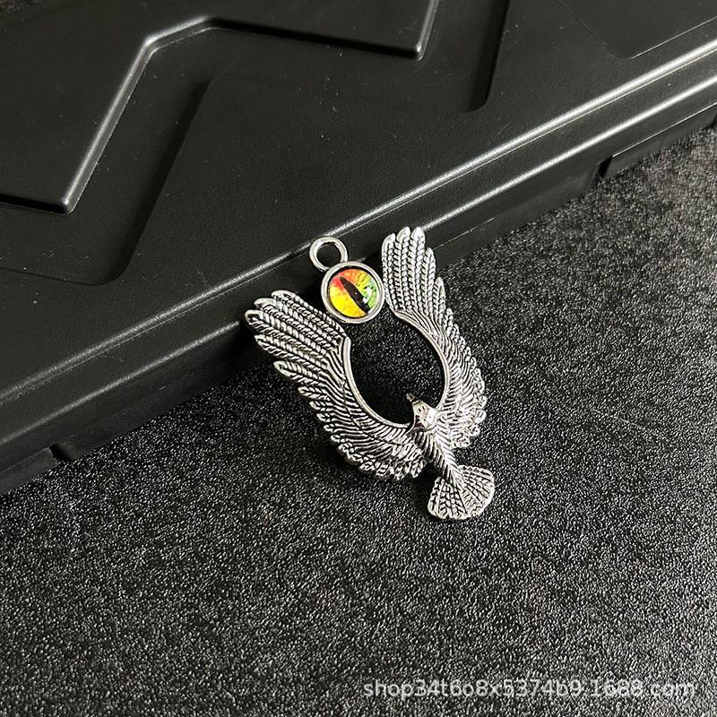 Retro Devil's Eye Pendant: Winged Eagle Stainless Steel Necklace for Men
