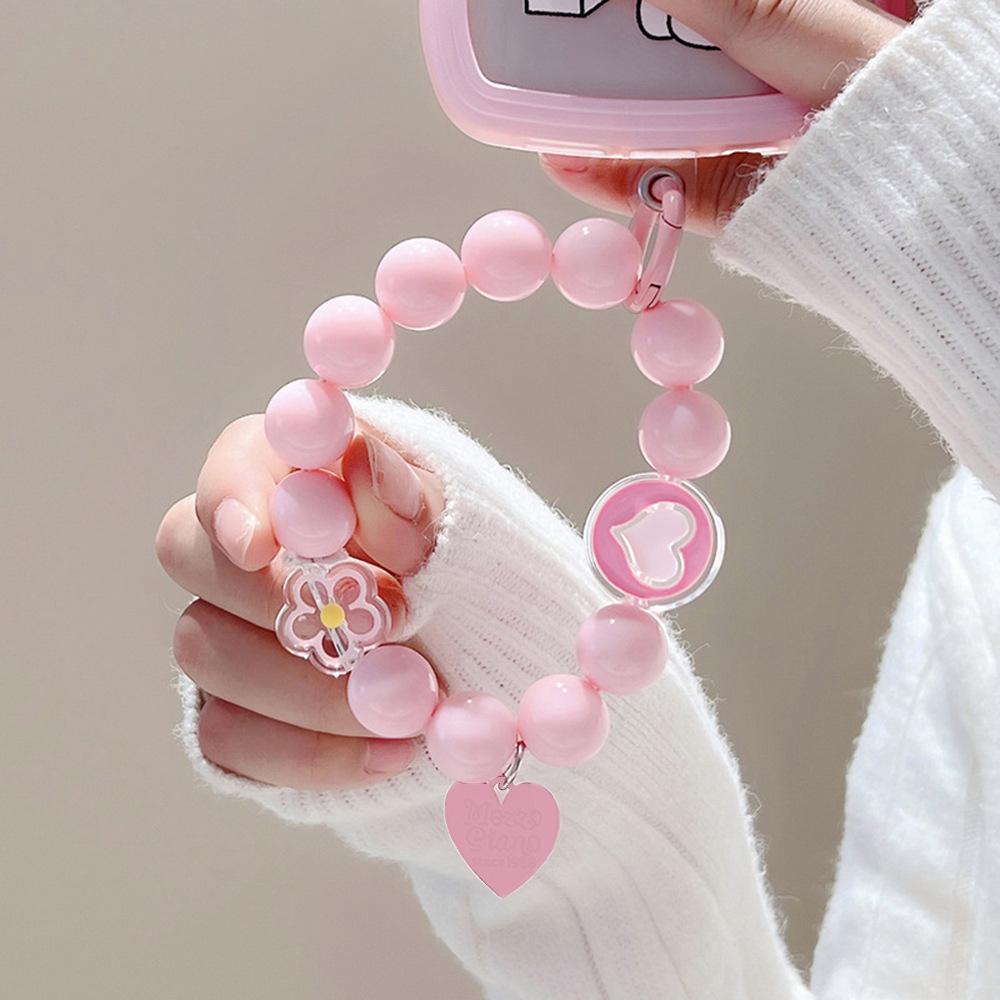 Love Flower Flower Bracelet Short Mobile Phone Lanyard Creative Wrist Lanyard Handmade Bead String Pendant Phone Wrist
