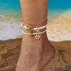 Bohemia Shell Anklet Set for Women Summer Beach Starfish Braided Rope Bracelet On Leg Beach Barefoot Sandal Leg Chain Jewelry
