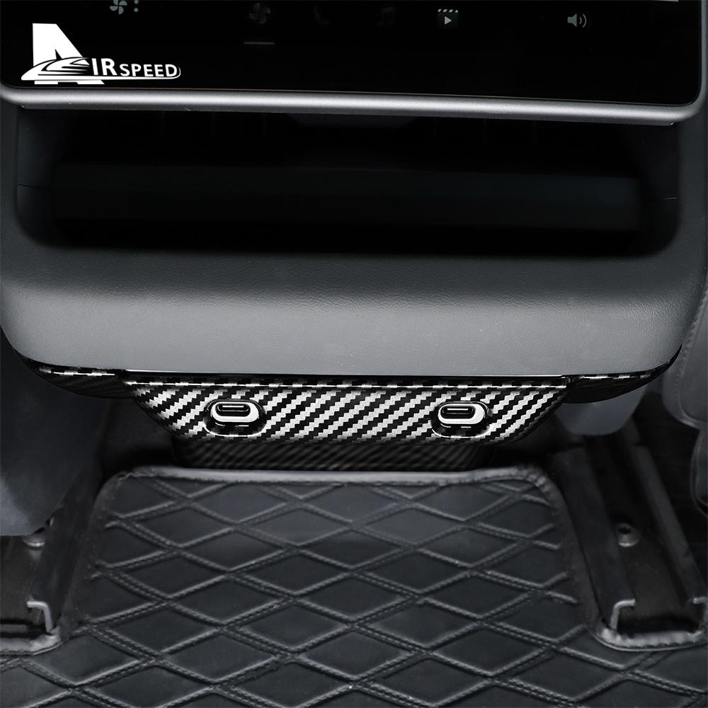 ABS Carbon Fiber Rear Air Conditioning Vent Protective Cover For Tesla Model 3 Highland 2025 Model Y Juniper 2025 Accessories