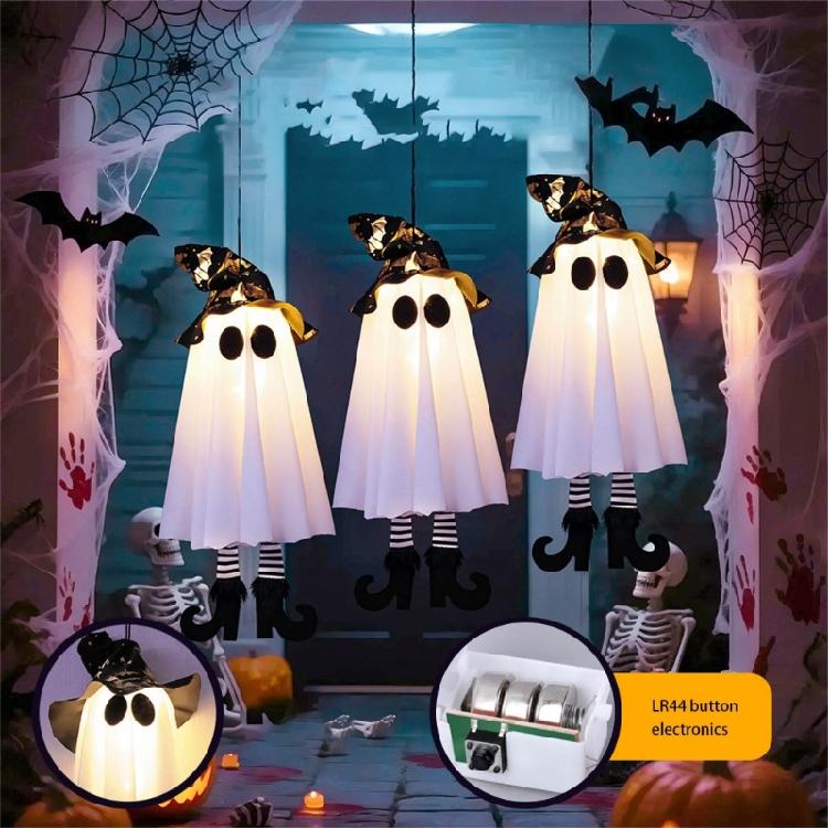 Lighted Specter Hanging Decoration Glowing Specter Hanging Ornament with LED Light For Porch Yard Indoor and Outdoor