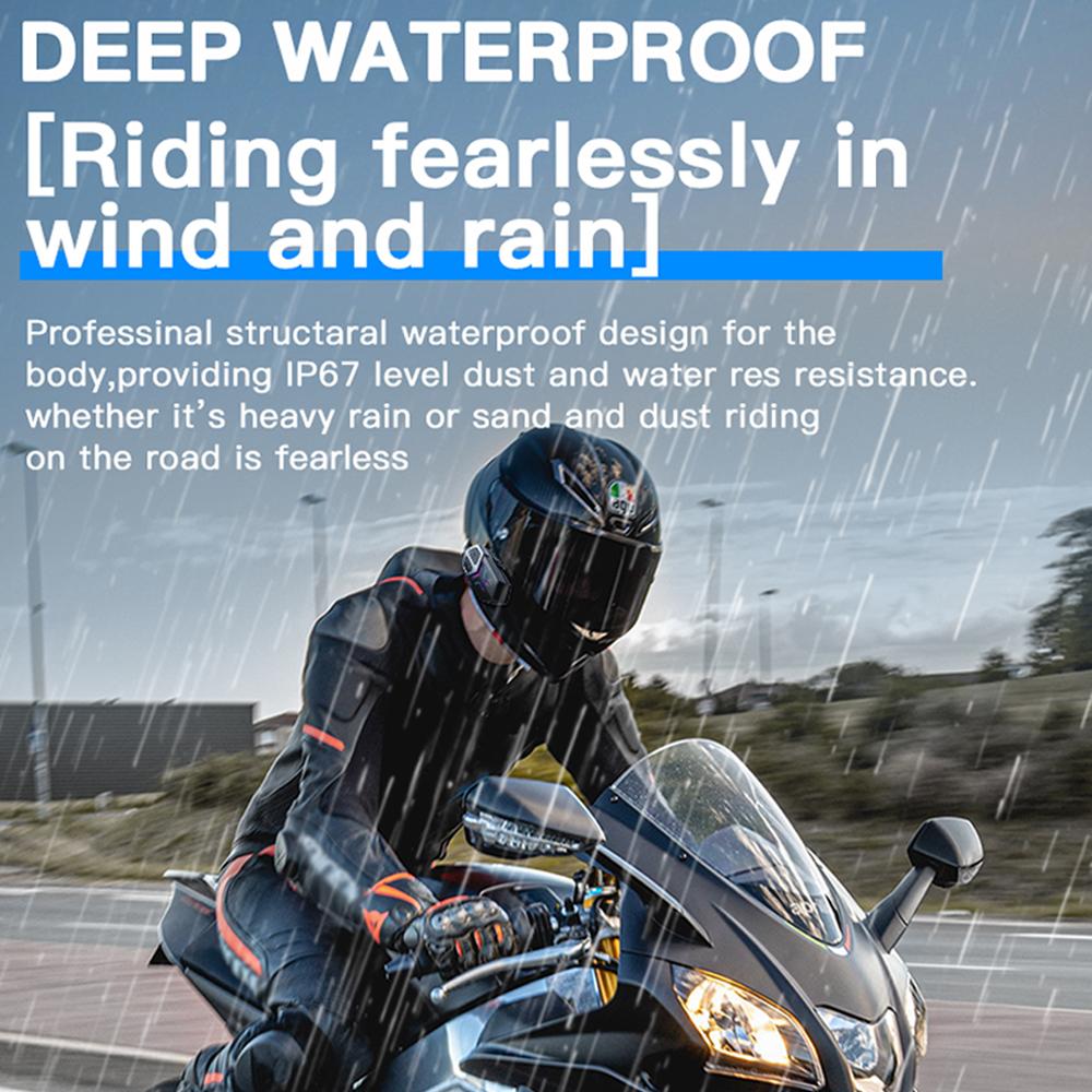 Motorcycle Helmet Headset 2000M Mesh Intercom 10 Riders Intercom Hands-Free Calling Bluetooth 5.3 Ip67 Waterproof 1200Mah