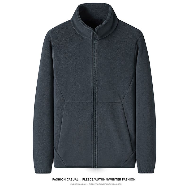 Berber Fleece Outerwear Men's Winter Fleece-lined Thickened Stand Collar Cardigan Double-sided Polar Fleece Hoodie Foreign Trade Men's Clothing Jacket