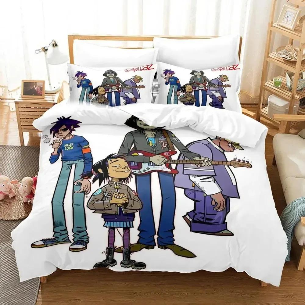3D Print Music Gorillaz Bedding Set Duvet Cover Bed Set Quilt Cover Pillowcase Comforter King Queen Size Boys Adult Bedding Set