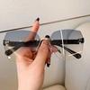 Fashion Rimless Beach Gradient Sunglass Original Lady Retro Branded Shades UV400 Eyeglasses