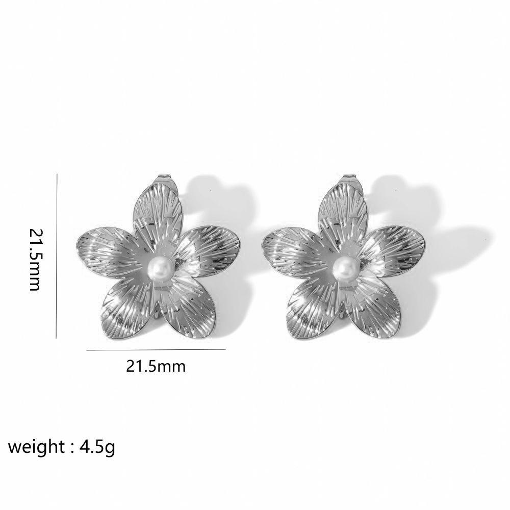 Retro Gold Stainless Steel Butterfly Flower Earrings