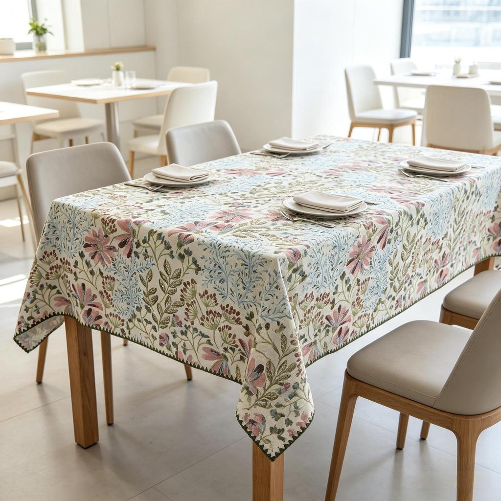 Kitchen Party Use Rectangle Soft Washable Cotton Linen Fabric Family Dinner Table Cloth