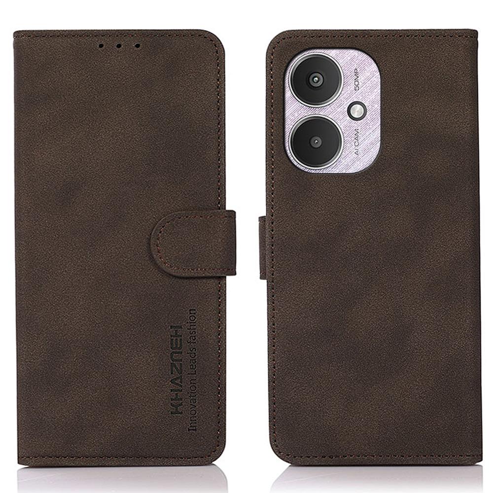 

KHAZNEH For Xiaomi Redmi 13C 4G/13C 5G/Poco C65 4G/Poco M6 5G/13R 5G Case Stand PU Leather Wallet Flip Phone Cover Brown