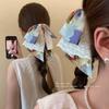 High-End Lace Bow Oil Painting Style Ponytail Claw Clip for Women - Exquisite Updo Shark Hair Accessory