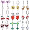 New 925 Silver Hoop Earrings Bow Strawberry Cherry Cream Sunflower Hoop Earrings For Women Fashion Party Jewelry Gift