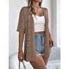 GMXIA Spring Summer Cut-out Short-sleeved Knitted Cardigan for Vacation Sun Protection Women's Wear