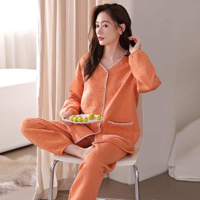 

Женский трехслойный теплый кардиган с длинным рукавом для осени и зимы - Толстая повседневная домашняя одежда для среднего и молодого возраста XXL (Height 170-175 cm, Weight 140-160 kg) закат оранжевого