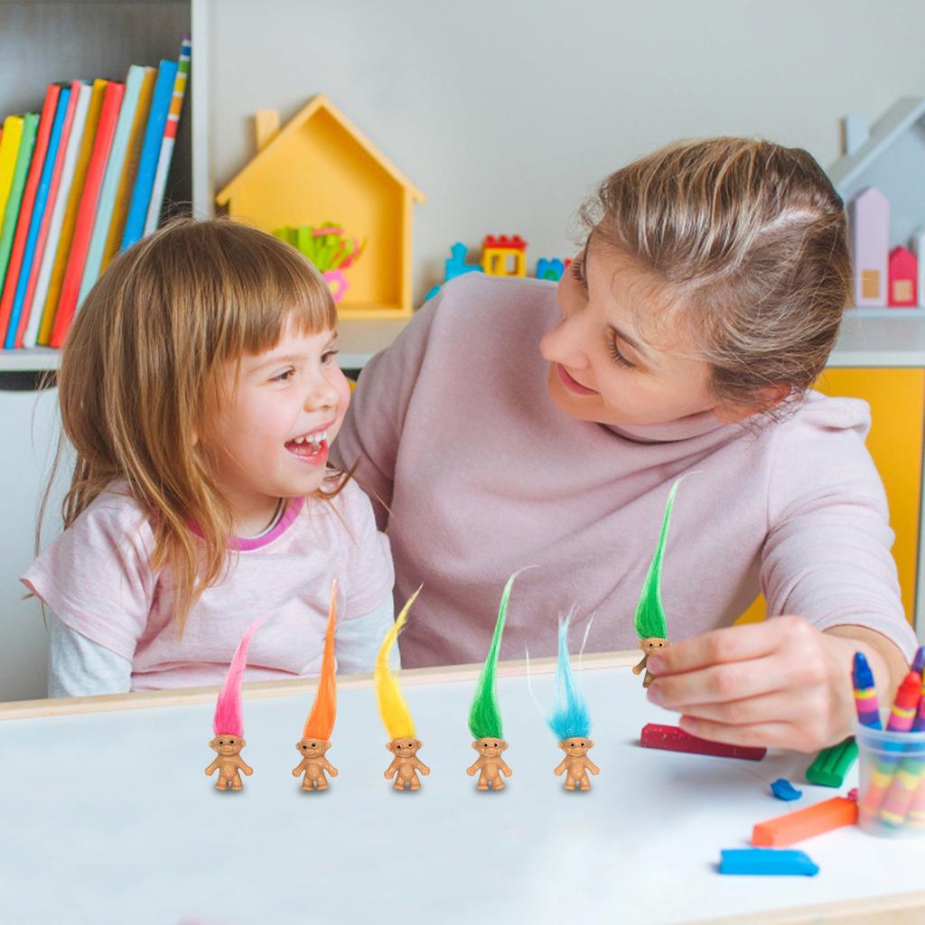 10PC Long Hair ITroll Dolls Random Colors Arts And Crafts, Party Favors