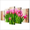ArtSailing HD Printed 5 Piece Canvas Art Pink Tulip Painting Wall Pictures for Living Room Home Decoration