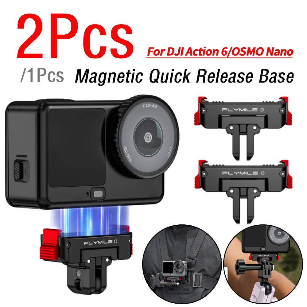 1/2Pcs Magnetic Quick-Release Mount with 1/4 Screw Hole Adapter Base 360 Degree Rotation for DJI Action 6/OSMO Nano Accessories