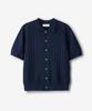 ECORR Front Cable Cropped Short Sleeve Knit Cardigan_Navy