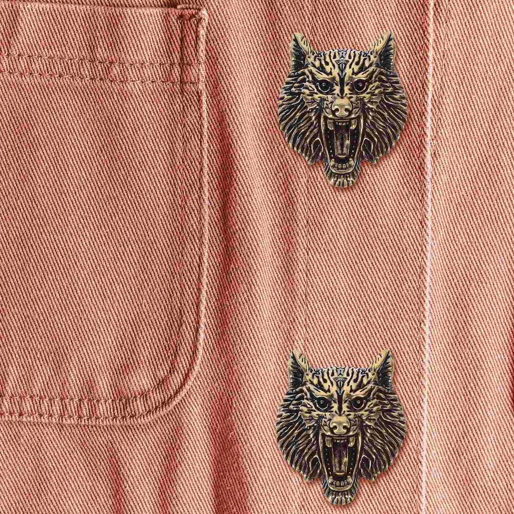 2 Pcs Brass Vintage Wolf Bag Buckle Concho Snap Fastener Clasp Rivet For DIY Craft Accessory Metal Garment Rivets