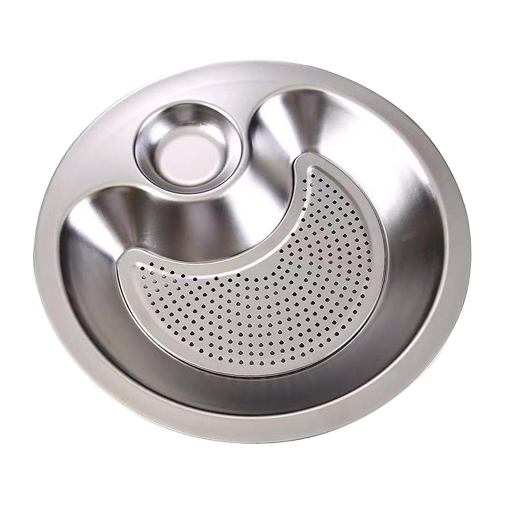 Dumpling Plate Stainless Steel Divided Platter Dinner Tray Sushi with Built in