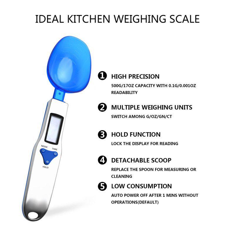 New Three-Spoon Digital Kitchen Scale - 0.1g Precision, 500g Capacity, Ideal for Ingredient Weighing