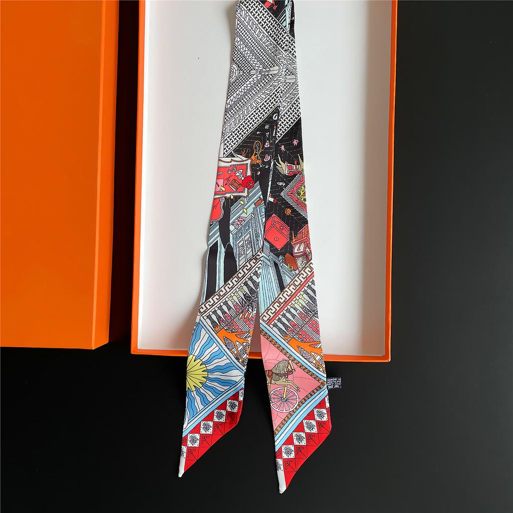 Brand Design Twill 100% Silk Scarf Luxury Fashion Scarf Women Foulard Skinny Bag Scarves New Hot Neckerchief Hair Headband