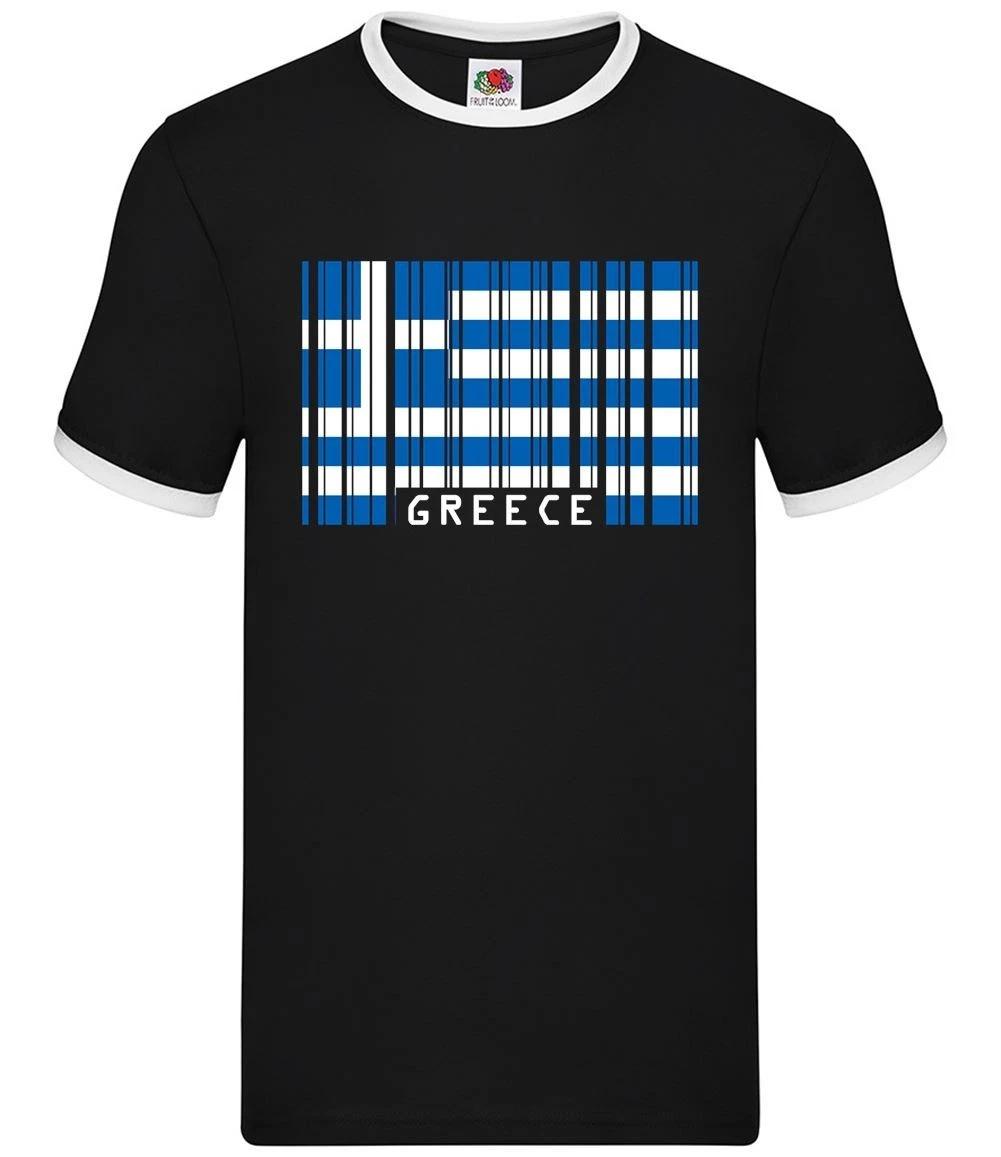 Greece Barcode Style Flag - Mens Ringer - Greek Flags Country Love Live XXL