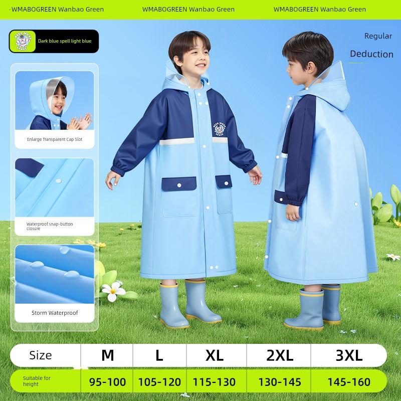 Children's Raincoat Boys Primary School Students Kindergarten School Special Anti-Riot Poncho Boys New Portable with Schoolbag