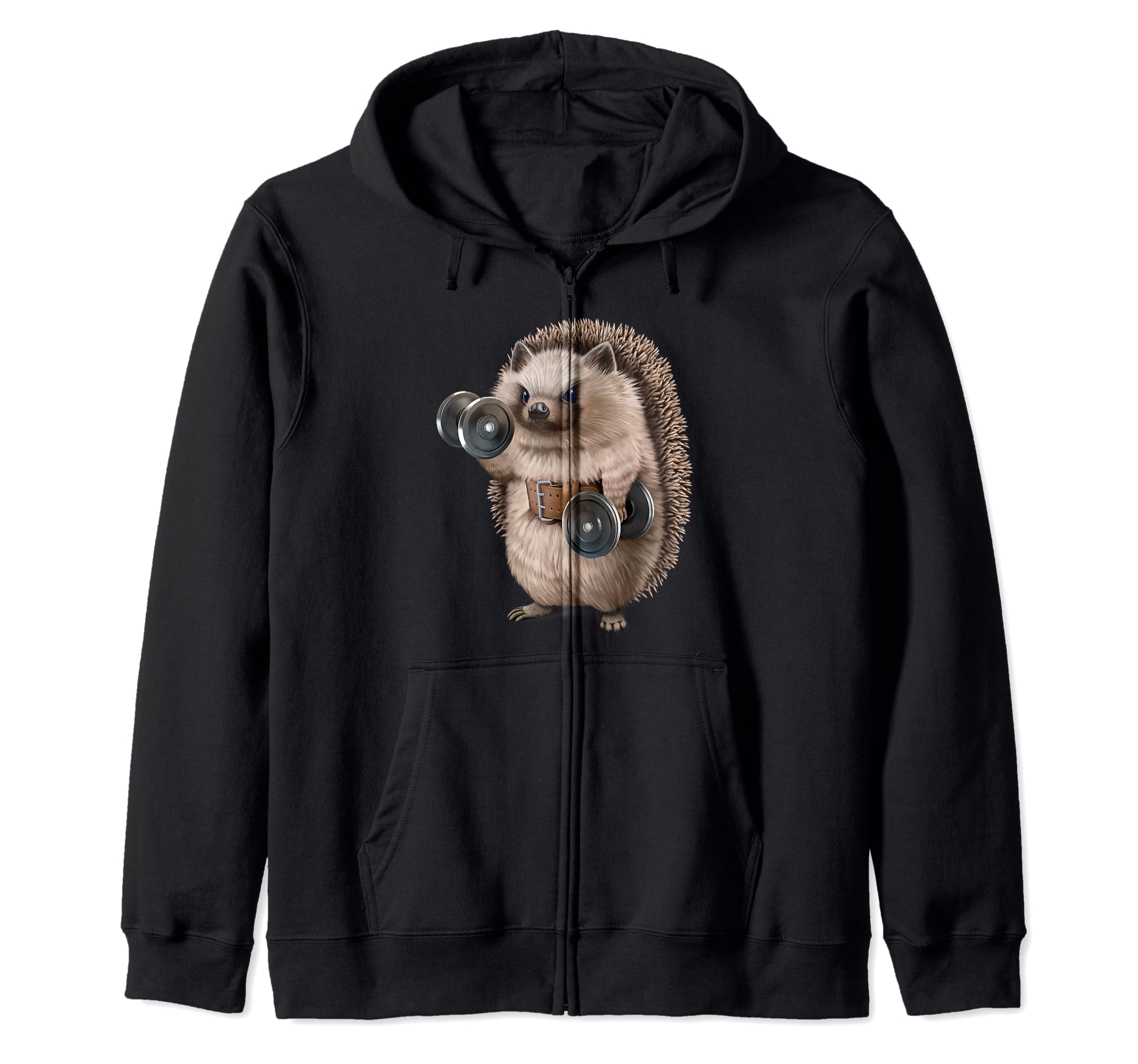 

Hedgehog Fitness Gym Zip Hoodie with Dumbbells