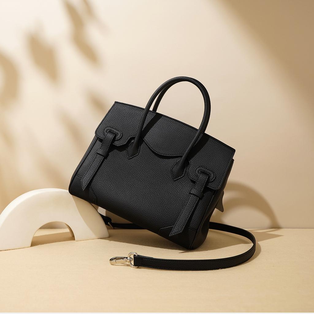 New Large Lychee Pattern Leather Cowhide Handbag Large Capacity Women's Handbag