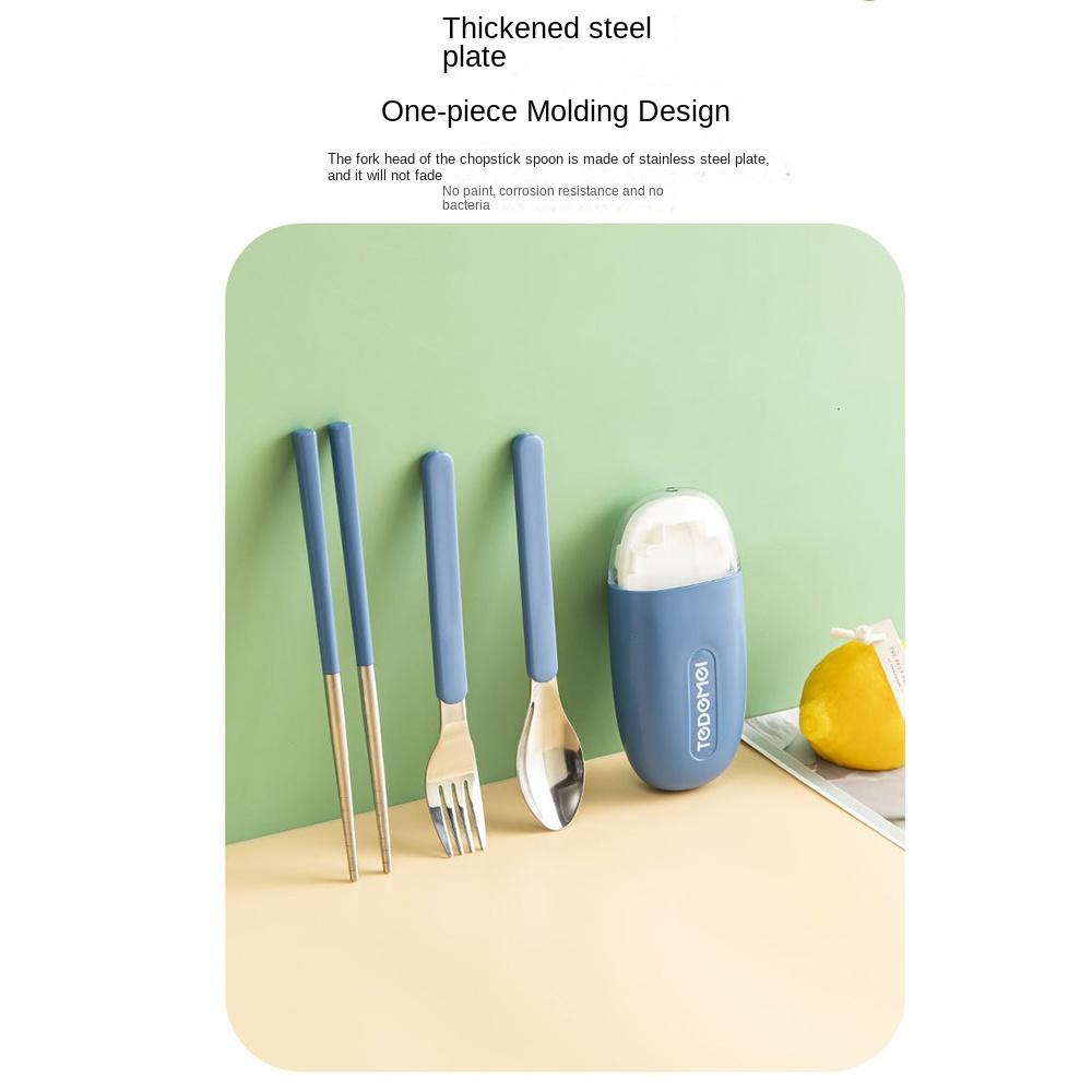 3Pcs/Set Detachable Chopstick Fork Spoon Set Student Eating Tableware  For Outdoor Travel