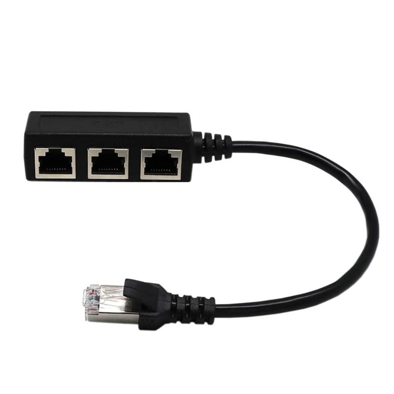 RJ45 1 Male to 3 Female LAN Ethernet Network Splitter Adapter Cable for Cat5, Cat5e, Cat6, Cat7 Durable