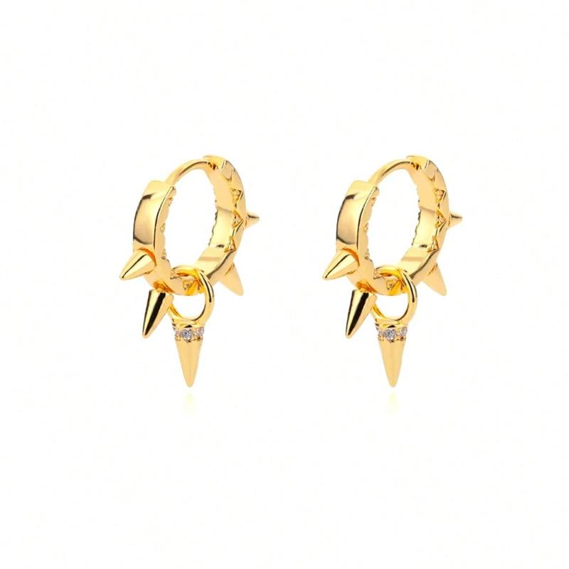 1Pair Punk Spike Rivet Hoop Earrings for Women Stainless Steel Huggie Earrings Ear Cuff Piercing Earring Gothic Jewelry Accessories