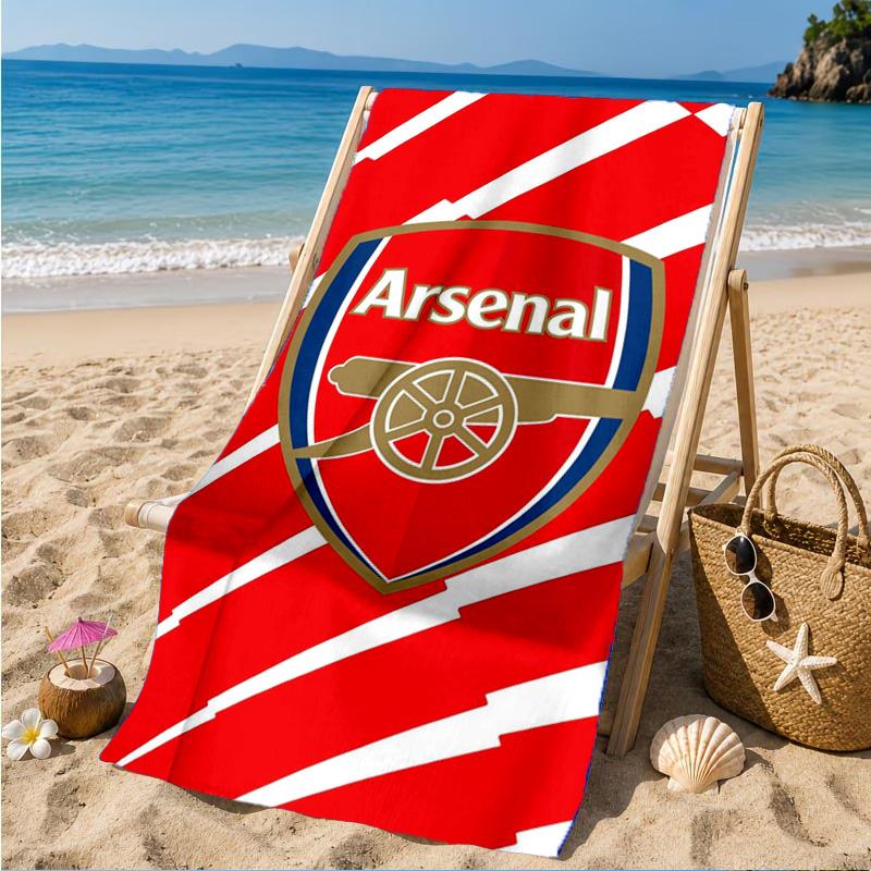 Arsenal Football Club Crest Printed Microfiber Beach Towel, Soft And Absorbent, Quick-Dry, Ideal for Summer Travel, Beach Essential, Swimming Pool