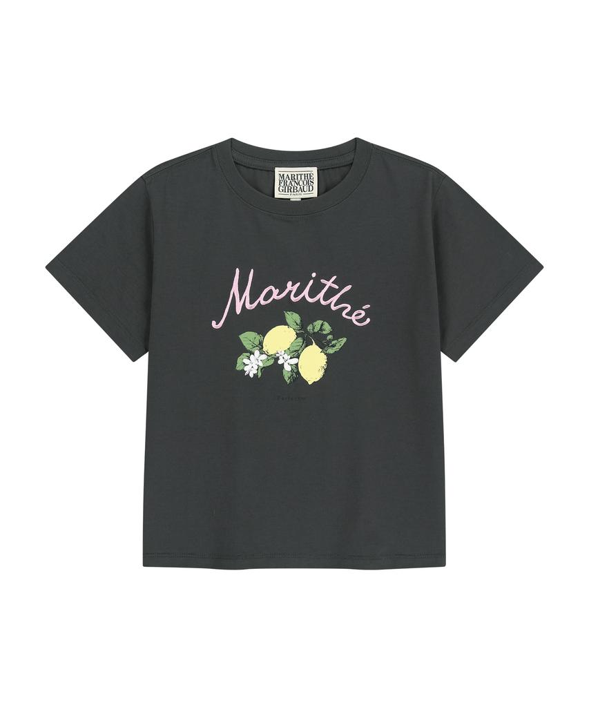 Malittepeulangsowajeobeo W Lemon Graphic Slim Crop Tee Charcoal