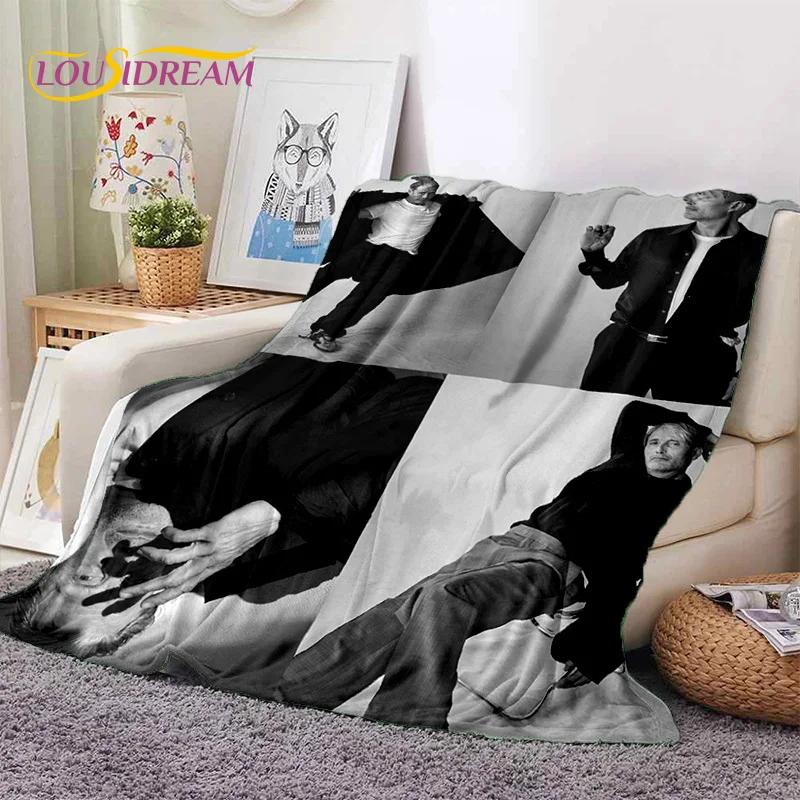 Mads Mikkelsen 3D Schauspieler Star Weiche Flanelldecke für Betten Schlafzimmer Sofa Picknick, Überwurfdecke zum Zudecken Outdoor Freizeit Nickerchen Geschenk