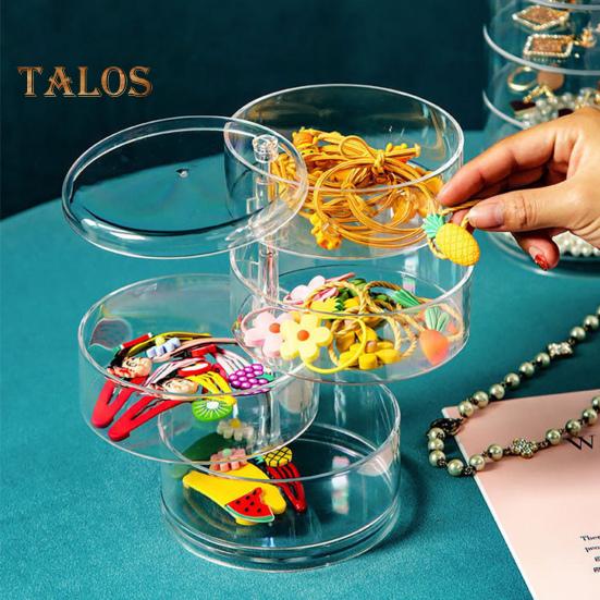 Caixa de joias giratória transparente, grande capacidade de armazenamento, útil, 3/4/5 camadas, suprimentos de beleza, pulseiras, estojo de armazenamento, uso diário