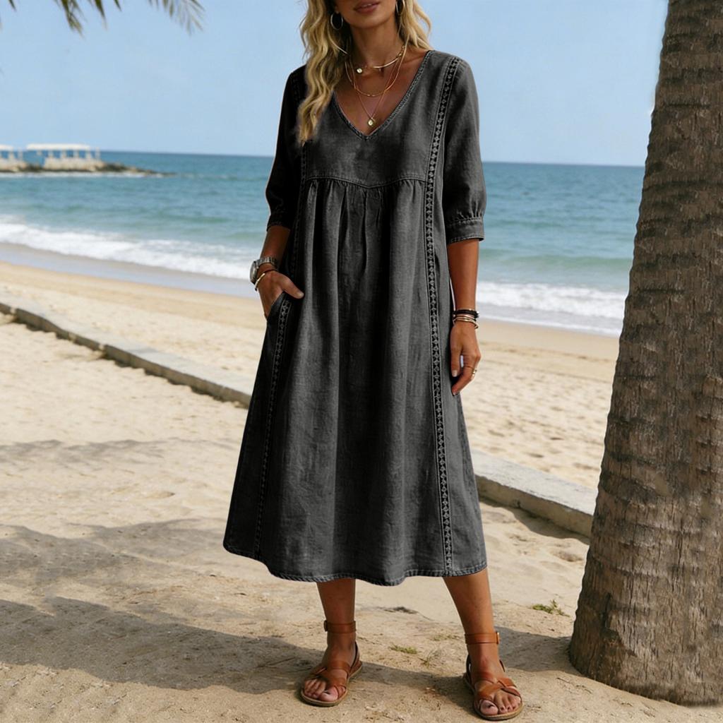 Damen Sommerkleider lockere Passform V-Ausschnitt halber Ärmel Strandkleider für Damen elegante Kleider für Damen Urlaubs kleider für Damen 2026