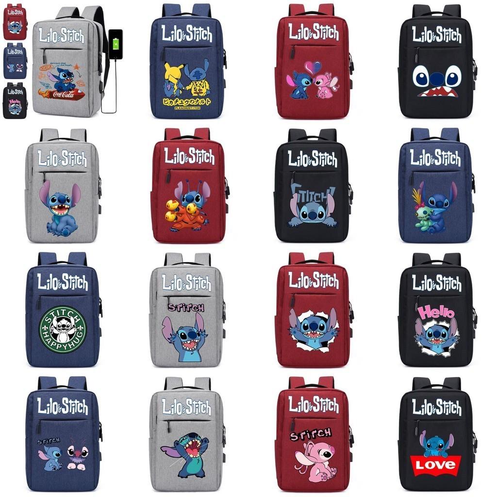 Spacious Usb Charging Stitch Backpack Nylon Material School Bag For Students