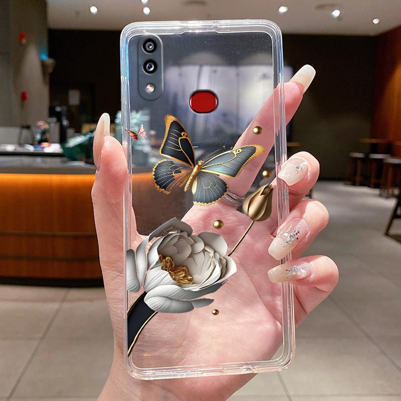 Case For Samsung A10s M01s Clear Silicone Fashion Butterfly Flower Soft Back Cover For Samsung Galaxy A10s Protective Phone Case