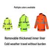 High-Speed Reflective Winter Cotton-Padded Raincoat & Pants Set for Outdoor Use