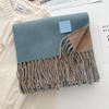 Solid color wool scarf shawl women's autumn and winter senior sense versatile fringed warm scarf couple student