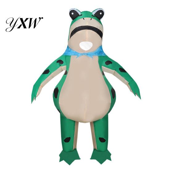 Blow Up Frog Suit Inflatable Costume for Adult Kids Funny Blow-Up Full Body with Air Pump Halloween Cosplay Party Outfit Rechargeable