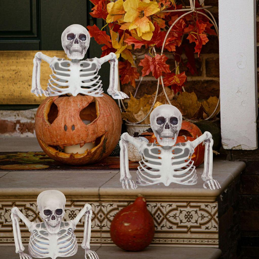 Decorazione scheletro da giardino per Halloween: Decorazione realistica a mezzo busto di teschio per esposizione da giardino a tema horror
